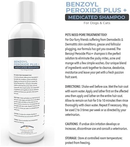 Smiling Paws Benzoyl Peroxide Itch Relief Shampoo for Dogs & Cats, 12oz