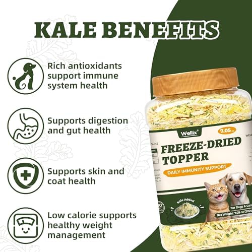 Wellix Freeze Dried Dog and Cat Food Toppers with Kale & Egg Yolk, 7.05oz