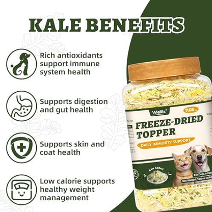 Wellix Freeze Dried Dog and Cat Food Toppers with Kale & Egg Yolk, 7.05oz
