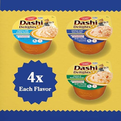 INABA Dashi Delights Lickable Cat Treats, Seafood Variety, 12ct