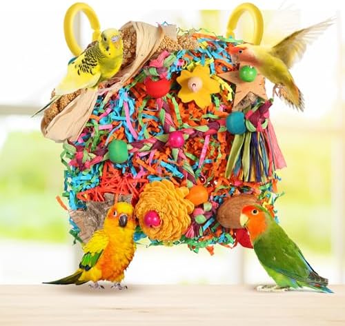 Bird Toys, Parakeet Toys Bird Foraging Toys Grass Mat Climbing Wall for Parakeet,Parrot,Cockatiel,Conure,Lovebird,Budgie Cage Small to Medium Birds (Twinkle Star)
