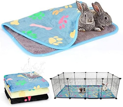 YUEPET 3 Pack Waterproof Guinea Pig Blankets, Fleece Cage Liners, L