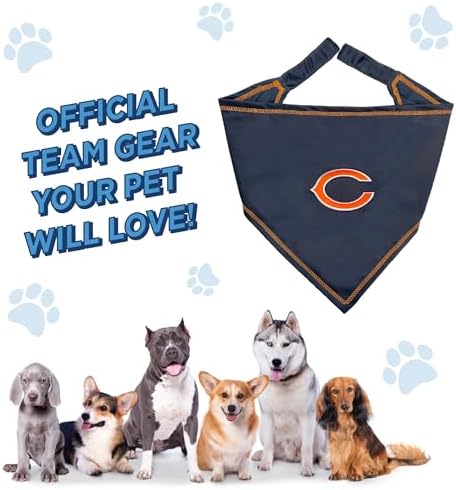 Pets First NFL Chicago Bears TIE Bandana, Large/X-Large. Dog Cat Scarf Bib for Pet. Ultimate Game-Day Party Bandana (CHI-3550-L-XL)