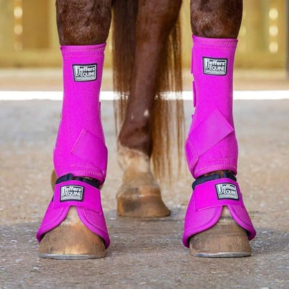 Jeffers Equine Protective Horse Boots, 1 Pair, Large - Safe Neoprene Leg Guards, Durable Strap Closures, Front & Hind Support, Equestrian Accessories for Travel & Riding - Pink