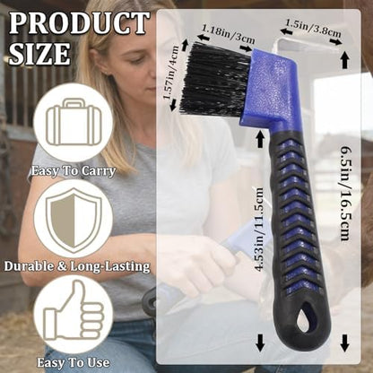 2-in-1 Hoof Pick for Horses with Soft Grip Rubber Handle(Purple)
