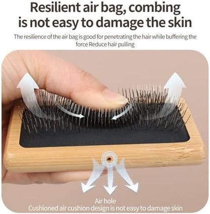 Removes Loose Fur & Tangles Fast | Dog & Cat Slicker Brush | Bamboo Deshedding Tool for All Coat Types | Gentle & Eco-Friendly Grooming