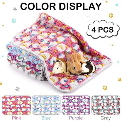 Reginary 4 Pcs Guinea Pig Fleece Cage Liners, Moon Star, 12 x 12 Inch