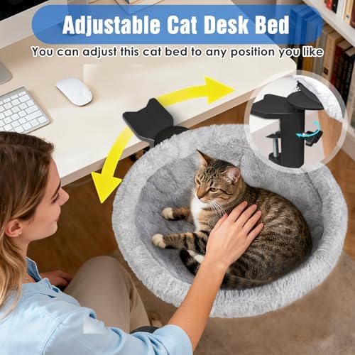 IPOW Heavy Duty 360°Rotating Cat Desk Bed Semi-Circular Cat Bed Hold Up to 40lb