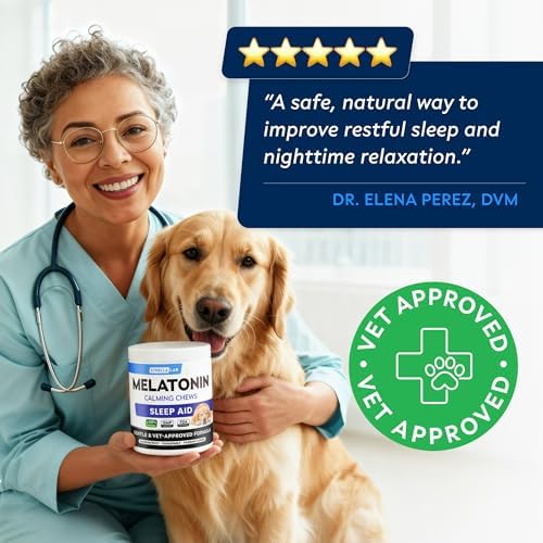 STRELLALAB Melatonin for Dogs 6mg - Calming Sleep Aid Treats Anxiety Relief