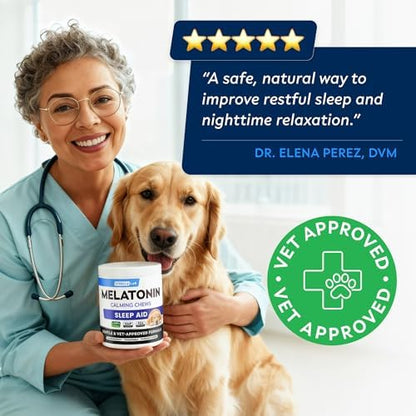 STRELLALAB Melatonin for Dogs 6mg - Calming Sleep Aid Treats Anxiety Relief