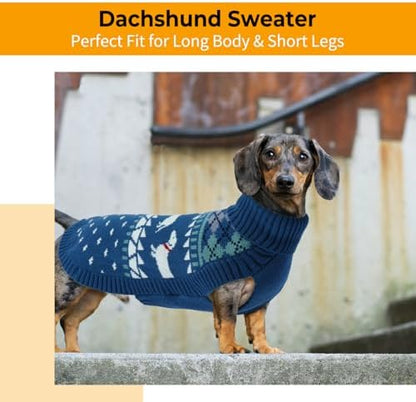 Lelepet Dachshund Sweater Turtleneck Dog Sweaters for Small Dogs (XS-XL)