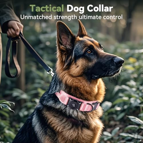2026 Upgrade Waterproof Tactical AirTag Dog Collar, Built in AirTag Holder