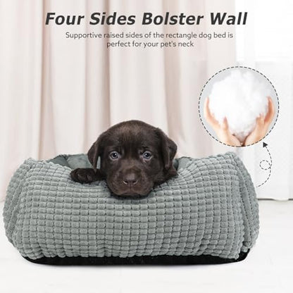MIXJOY Dog Beds for Medium Dogs Washable, Rectangle Pet Bed Medium Size Dog, Orthopedic Sleeping Pet Sofa Bed, Soft Calming Cat Beds for Indoor Cats, Anti-Slip Bottom with Multiple Size