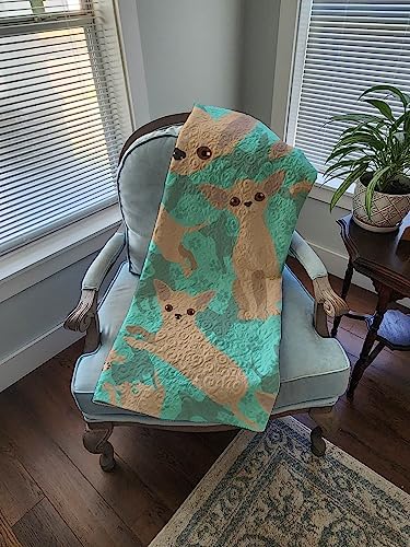 Caroline's Treasures MLM1069LQB Cream Chihuahua Quilted Blanket 50x60 Artwork Pattern Quilted Throw Blanket for Bed, Couch, Sofa, Soft and Lightweight