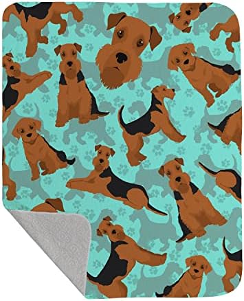 Caroline's Treasures MLM1042LQB Airedale Terrier Quilted Blanket 50x60 Artwork Pattern Quilted Throw Blanket for Bed, Couch, Sofa, Soft and Lightweight