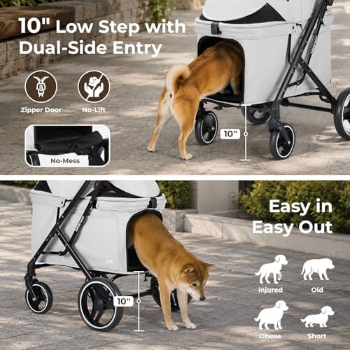 X6 Pet Stroller for Medium Large Pets Up to 70Lbs, Gray