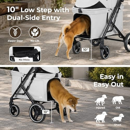 X6 Pet Stroller for Medium Large Pets Up to 70Lbs, Gray
