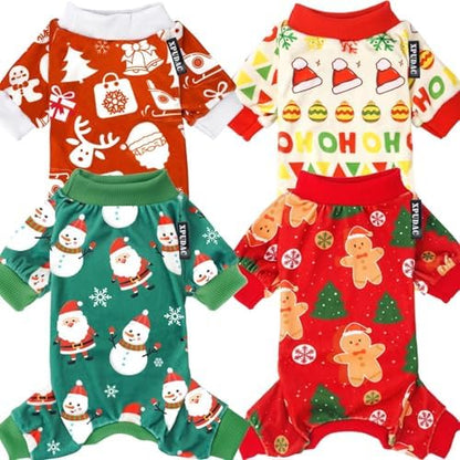 XPUDAC 4 Pack Dog Christmas Pajamas Pet Clothes for Small Medium Dogs, XXL