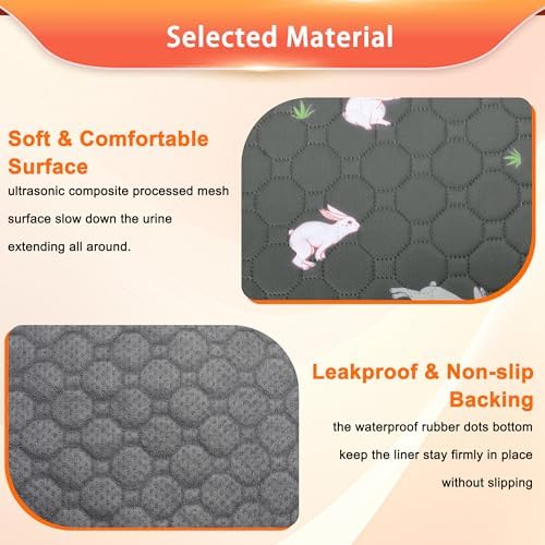 Guinea Pig Cage Liner, Reusable Guinea Pig Bedding Washable Absorbent Pee Pads for Dogs Kitten Rabbit Chinchilla Hamster, Leakproof & Anti Slip (2, C&C 2*3, 28"x41")
