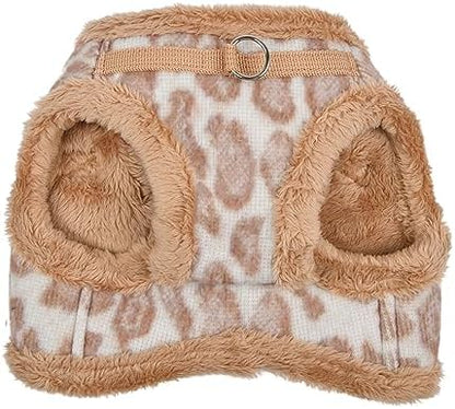 Puppia Kovo Vest Dog Harness Step-in Warm Winter Leopard Pattern for Small and Medium Dog, Beige, Medium