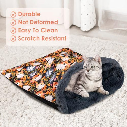 Cat Bed Cave Sleeping Bag, Cozy Soft Cat Bed, Pet Mat Self Warming Pad Sack for Cats