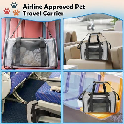 Top tasta Dog Cat Carrier Pet Carriers for Large Cats Small Dogs Carrier Soft Sided Puppy up to 25Lbs Dog Carrier Portable Foldable Dog Cat Travel Carrier (Large-Grey& Black -20 * 13 * 13)