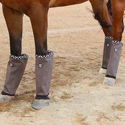 Fine Mesh Fly Boots Loose Fitting & Non-Slip Horse Fly Leggings Fleece Air Flow (Set of 4)