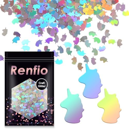 Renfio Holographic Unicorn Confetti Glitter for Resin,1.75 Oz 50g