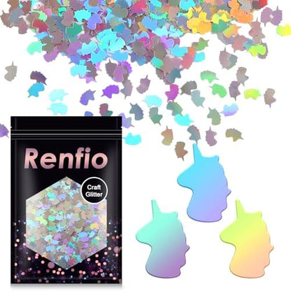 Renfio Holographic Unicorn Confetti Glitter for Resin,1.75 Oz 50g