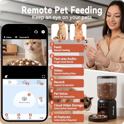 Automatic Cat Feeder with 2K Camera: 5G WiFi Automatic Dog Feeder