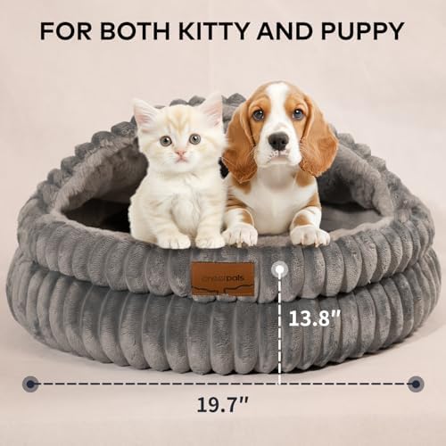 CHEERPALS Cat Cave Bed for Indoor Cats Covered Hooded Pet Bed with Cushion