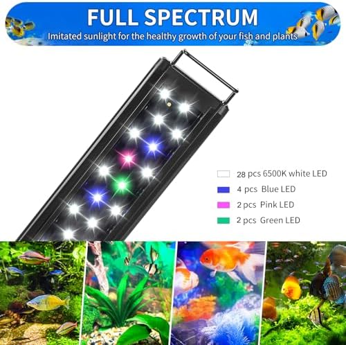 AQUANEAT LED Aquarium Light Full Spectrum for 16 Inch to 20 Inch Fish Tank Light Fresh Water