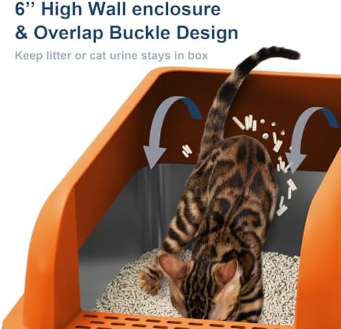 Suzzipaws XL Enclosed Stainless Steel Cat Litter Box for Big Cats