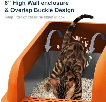 Suzzipaws XL Enclosed Stainless Steel Cat Litter Box for Big Cats