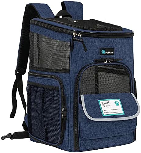 PetAmi Dog Backpack Carrier, Airline Approved 4-Way Entry Cat Bag, Blue