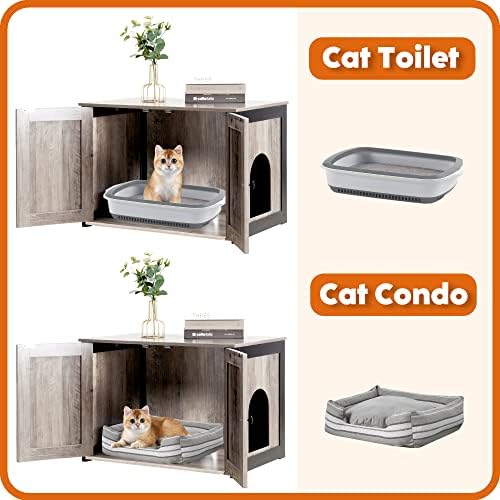 Dwanton Cat Litter Box Enclosure, Hidden Litter Box Furniture, 27.6 Inches