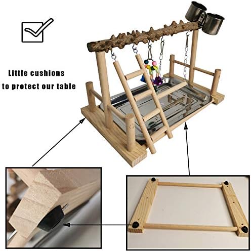 Hamiledyi Parrot Playground Bird Playstand Exercise Wooden Bird Play Perch