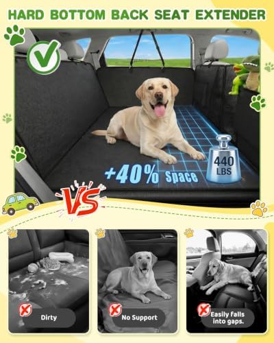 Victoper Dog Car Seat Cover, 600D Heavy Dute Car Seat Cover for Dogs Pets,100% Waterproof Anti-Scratch Nonslip Dog Hammock for Cars, Hard Bottom Seat Covers Protector for Sedan SUV Truck PU Leather