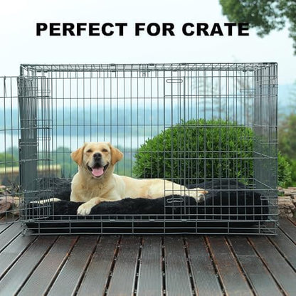 Bedfolks Waterproof Dog Crate Bed, Plush Large Dog Pad, 41"x27", Black