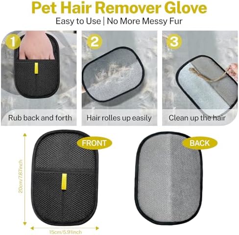 Pet Hair Remover Glove - Gentle Grooming Glove for Dog & Cat, Efficient Pet Hair Remover Mitt, Massage Deshedding Brush for Furniture, Couch, Clothes, Bed, Carpet (1 Pack)