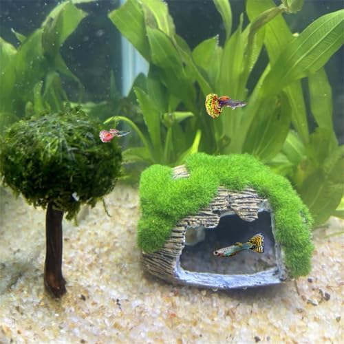 Aquarium Broken Barrel Fish Hide Caves - Cute Cichlids, Guppy, Small Fish, Betta, Shrimp Shelter, Fish Tank Shipwreck Themed Hut For Small Medium Fish Tank Breed Spawn