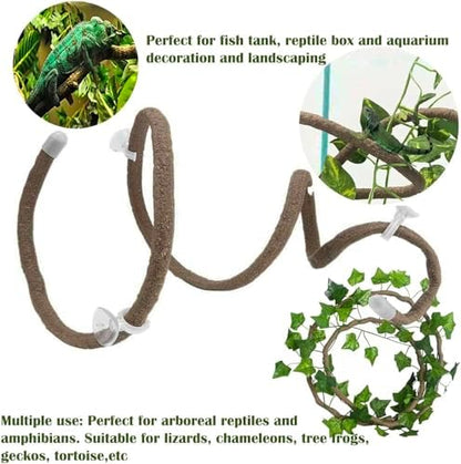 Leopard Gecko Tank Accessories. Reptile Hammock Vines Plants with Coconut Shell Ladder Hideout Hermit Crab Decor for Bearded Dragon Lizard Chameleon Crested Gecko Tortoise Snake