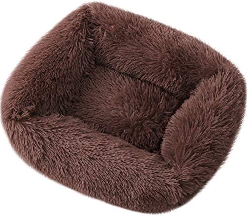 La La Pet® Donut Dog Cat Bed Cozy Cave Pet Bed Burrow Dog Bed Calming Cuddler Self-Warming Pet Bed Soft Plush Pet Cushion Improved Sleep for Cats Small Medium Dogs Coffee M