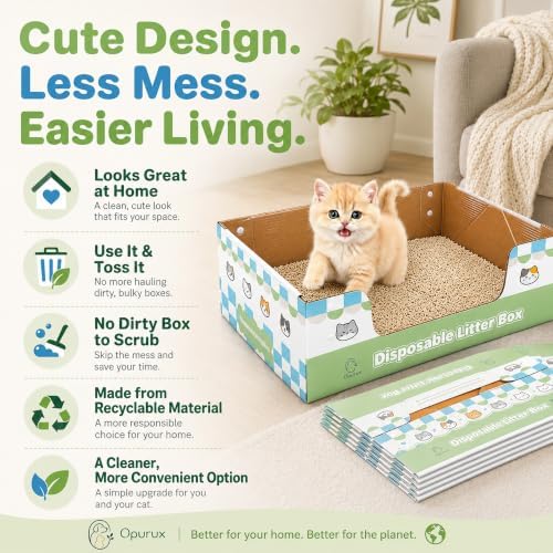 6-Pack Disposable Litter Box with Waterproof Coating, Large