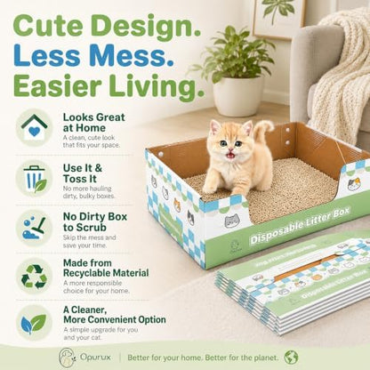 6-Pack Disposable Litter Box with Waterproof Coating, Large