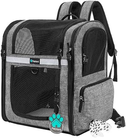 PetAmi Dog Backpack Carrier for Cats, 4-Way Entry Ventilated, 18 lbs, Gray