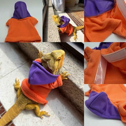 Lizards Clothes for Bearded Dragon Cotton Hoodies Leopard Gecko Costume, Reptile Hoodies Apparel for Skin Protection
