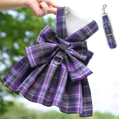 Rabbit Harness and Leash for Walking Escape Proof - Cute Skirt Mesh Breathable Bunny Vest Harness Outdoor Camping Hiking Training - Also Suit for Ferret Kittn Puppy Small Animals (X-Small,Purple)