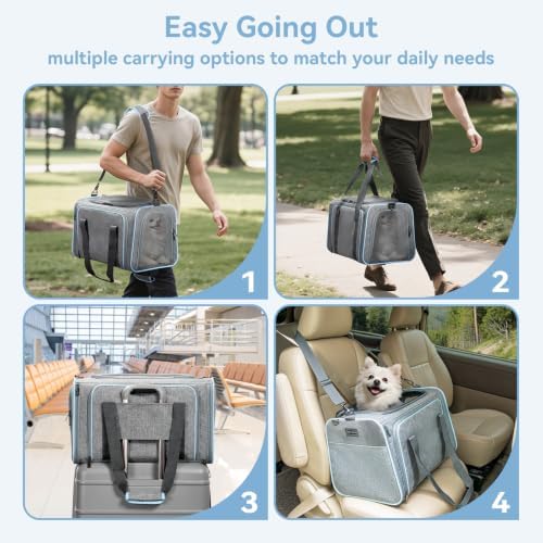 Petsfit Large Double Expandable Cat Carrier for Large Cats and Small Dogs