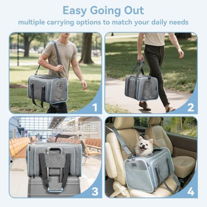 Petsfit Large Double Expandable Cat Carrier for Large Cats and Small Dogs